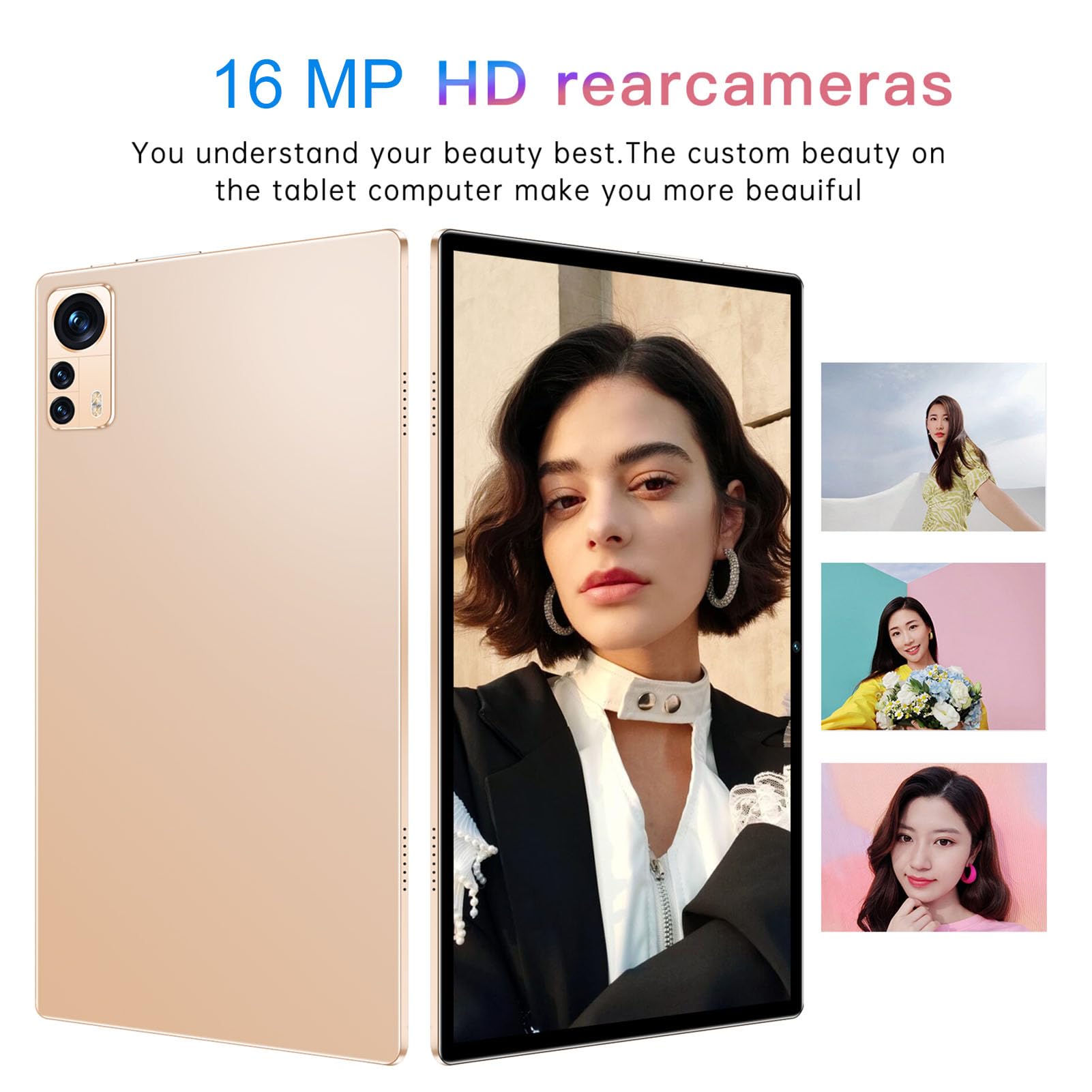 10.1Inch Tablet, 1960x1080 HD Screen 8GB RAM 256GB ROM Front 8MP Rear 16MP Camera Supports 5G Net WiFi BT GPS, PC Tablet for Android 12.0 (US Plug)