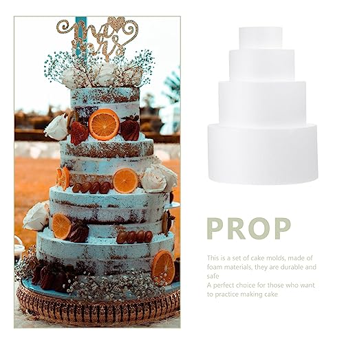 Abaodam 4pcs Cake Embryo Model Foam Cake Model Cake Foam Cake Decorating Stand Cilindros Para Decoraciones De Fiestas Piec Cake Decorating Model Foams With Cover White Decorative Frame