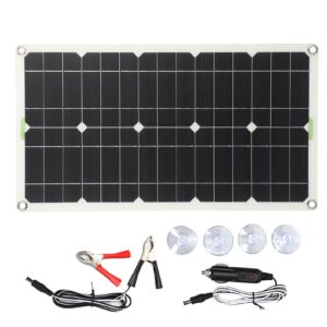 100W 12V Solar Panel Kit Battery Charger, Portable Flexible 100W Monocrystalline Solar Panel with Cigarette Lighter Plug, 12 Volt Off Grid System for Car Boat Automotive RV Trucks