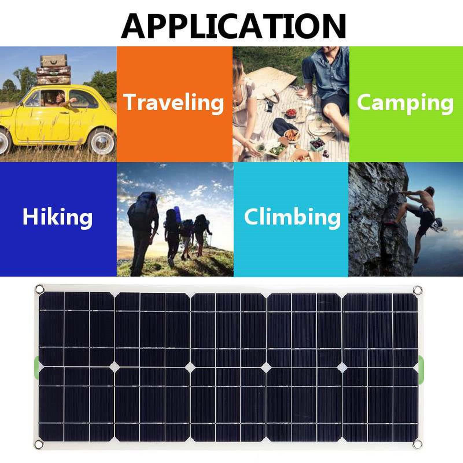 100W 12V Solar Panel Kit Battery Charger, Portable Flexible 100W Monocrystalline Solar Panel with Cigarette Lighter Plug, 12 Volt Off Grid System for Car Boat Automotive RV Trucks