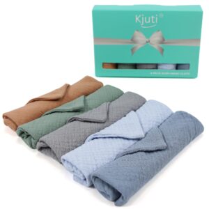 Kjuti Baby Muslin 100% Cotton Burp Washcloth - 4 Layer Hypoallergenic Saliva Soothe Face Washcloths - Burp Cloths 9x9 inch -Newborn Essentials -Burp Cloths for Baby Boy and Girl (ChromaBlend)