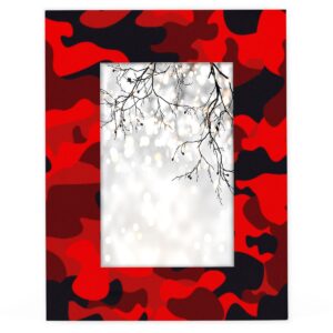 cfpolar black and red camouflage 4x6 picture frame solid wood high definition acrylic photo frame fits to 4x6 inch photos, wall mounting picture frames for tabletop or wall display home decor