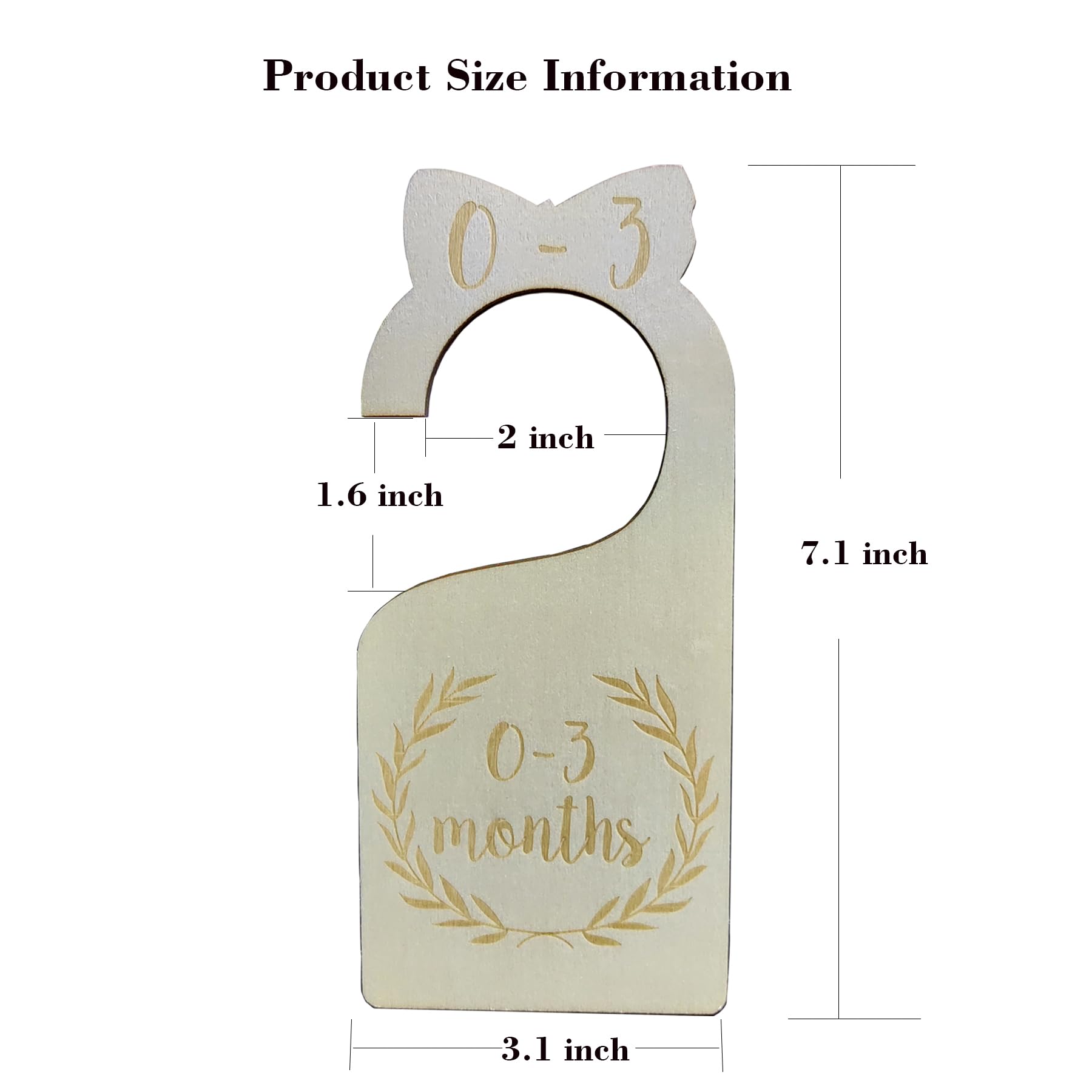 Cobata Unique Wooden Baby Closet Size Dividers - Set of 7 Nursery Closet Hanging Organizer From New Born to 24 Months