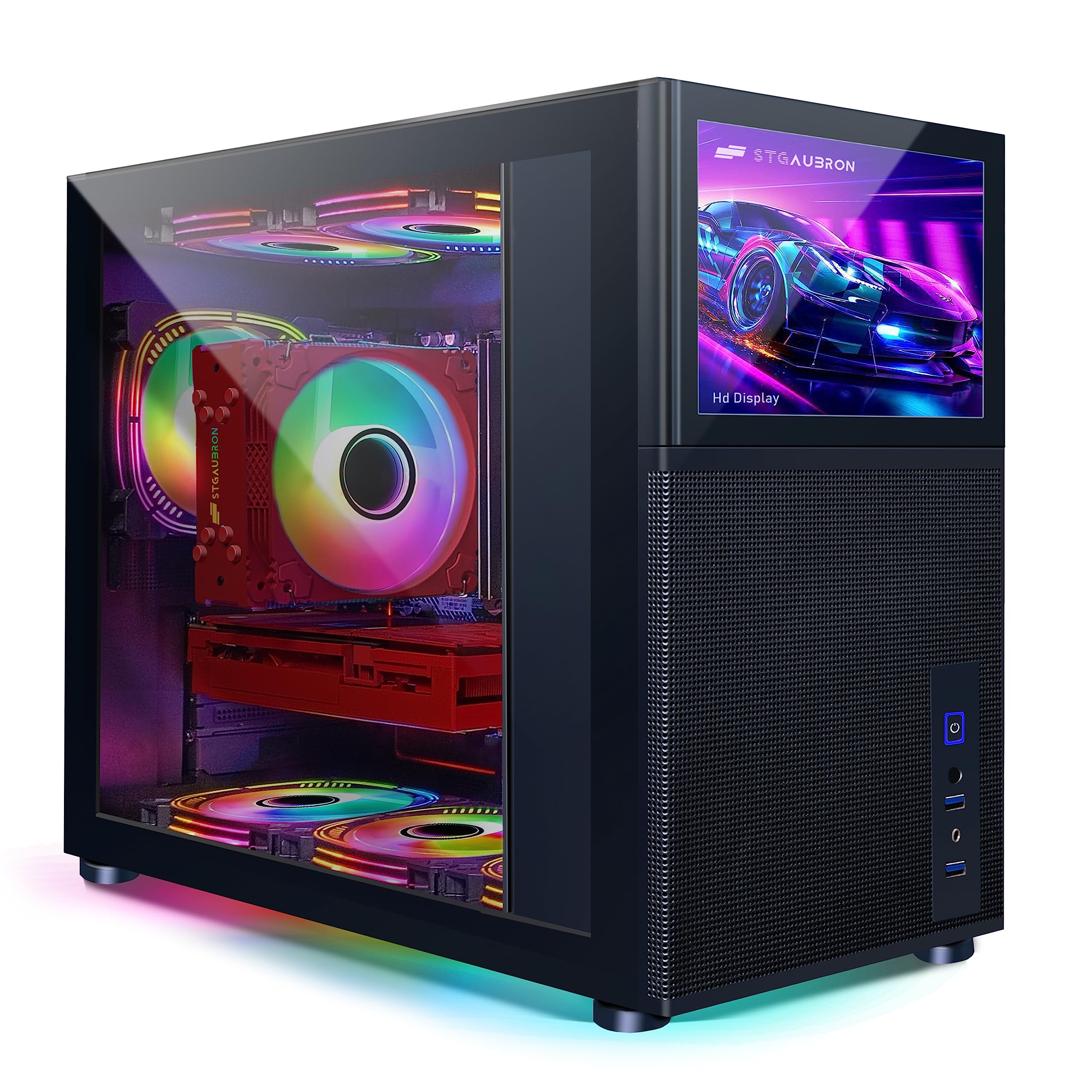 STGAubron Gaming Desktop PC,Intel Core i7-11700KF up to 5.0G,32G DDR4,2T SSD,GeForce RTX 3060 12G GDDR6,600M WiFi,BT 5.0,RGB Fan x 6,RGB Keyboard&Mouse,RGB Mouse Pad,W11H64