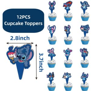 Cartoon Cake Topper, 14PCS Cupcake Toppers Happy Birthday Cake Topper Blue Cake decorations, Cake Topper Birthday Party Supplies