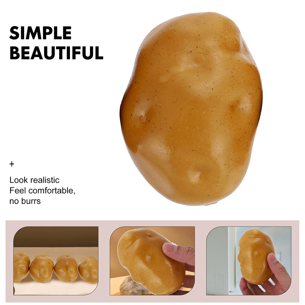 6pcs Fake Vegetables Simulation Potato Props Fake Potato Tabletop Decor Home Accents Decor Food Decor Faux Potatoes Desk Topper Potato Heads Model Potato Decoration Home Potato Prop Pu Food