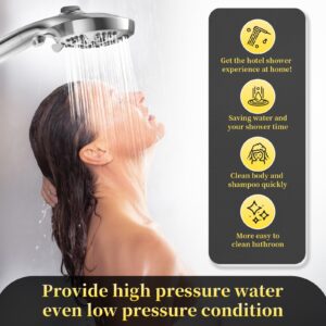 High Pressure 10-mode Handheld Shower Head Set with 60" Hose, ROOSSI Detachable Filter Shower Head with ON/OFF Pause Switch Built-in 2-Mode Tub & Tile Power Wash (Chrome）