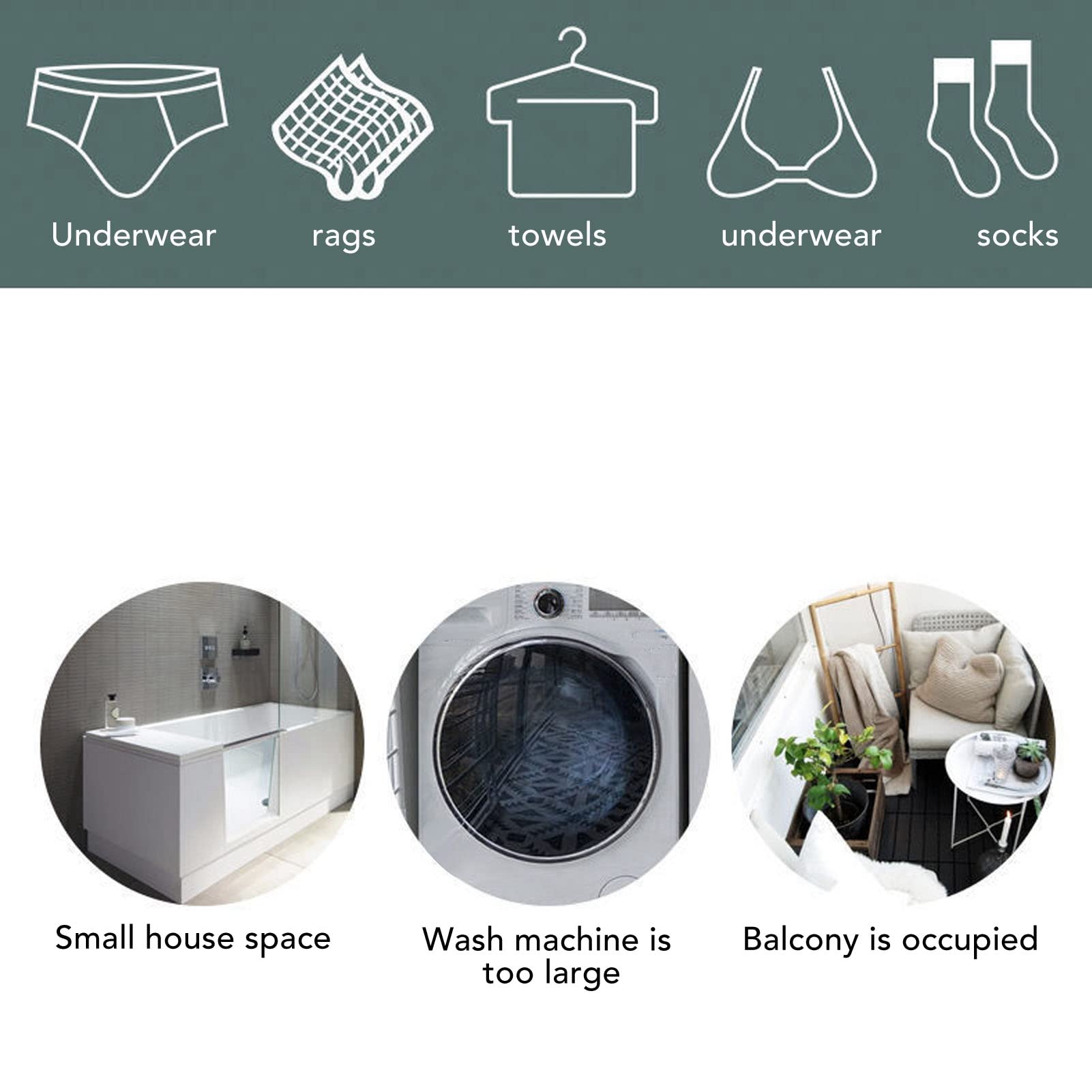 Portable Mini Washing Machine, Foldable Design Sonicleaning Automatic Cycle USB Power Tiny Spaces for Socks Underpant or Small Items, Apartment, Dorm, Camping, RV Travel laundry