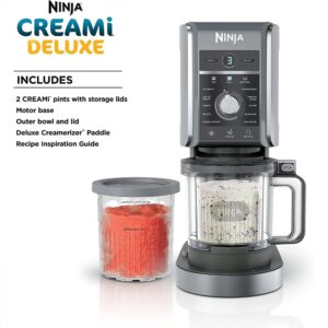 Ninja NC501 CREAMi Deluxe 11-in-1 XL Ice Cream Maker Silver (Renewed) Bundle with 2 YR CPS Enhanced Protection Pack