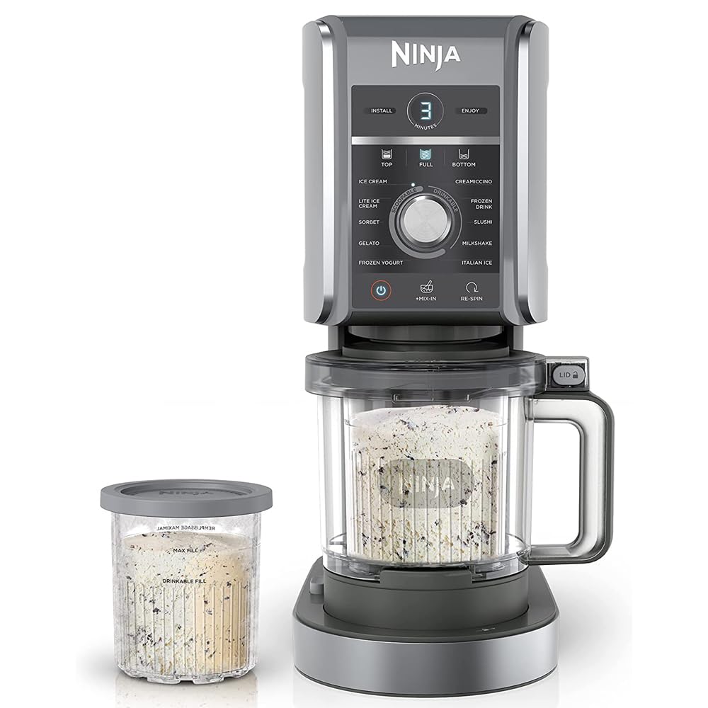 Ninja NC501 CREAMi Deluxe 11-in-1 XL Ice Cream Maker Silver (Renewed) Bundle with 2 YR CPS Enhanced Protection Pack