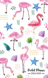 2024-2025 pocket planner: 24 months monthly schedule organizer from january - december for purse | 2-year appointment notebook small size with cute flamingos