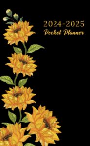 2024-2025 pocket planner: 2 year pocket calendar january 2024 to december 2025 - sunflower cover