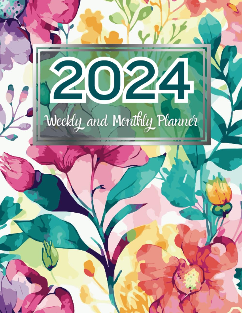 2024 Weekly and Monthly Planner: January to December with Federal Holidays and Inspirational Quotes | Password Log and Contact | Large Beautiful Floral Cover