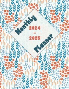 monthly planner: two year dated agenda notebook to organize your days and weeks, month by month. with dot grid and notes sections. bold, bright floral design.