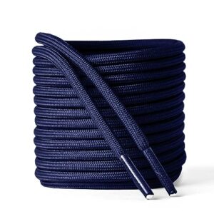 bb brother brother round athletic shoe laces navy blue (1 pair) heavy duty replacement shoelaces, 4mm shoe strings for men’s and women’s running sneakers, gym trainers, work boots, sports shoes 48''