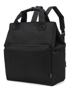 kah&kee backpack purse for women convertible -14 inch laptop tote shoulder bag. ideal for work, college, travel & nurses (black)