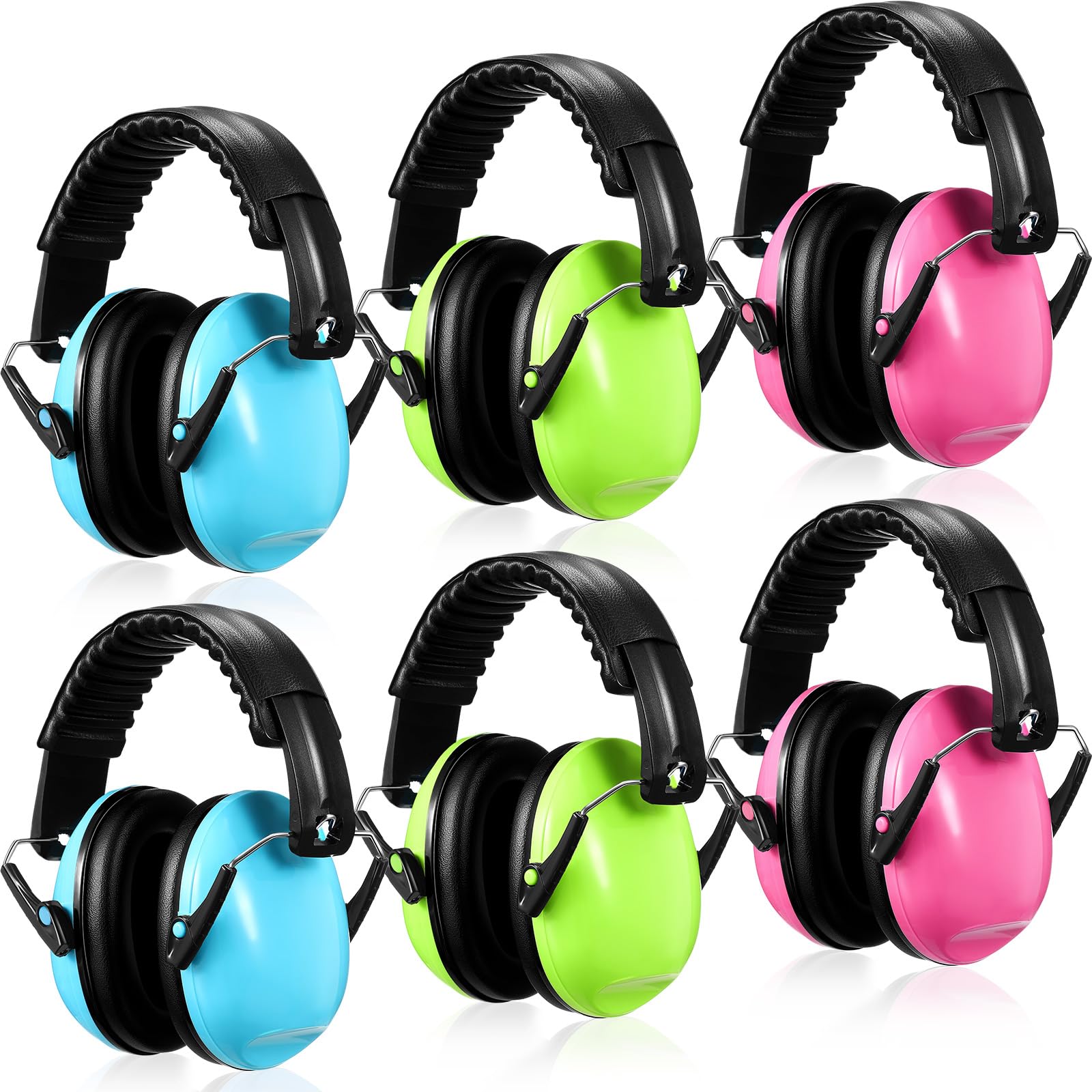 6 Pcs Kids Ear Protection Earmuffs Noise Canceling Headphones Adjustable Ear Muffs Noise Reduction Headphones for Autism Children (Blue,Green,Pink)