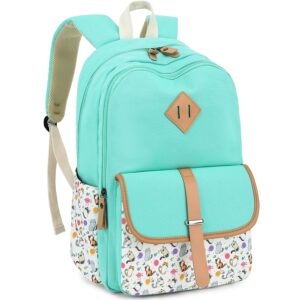 leaper cute cat canvas backpack travel shoulder bag laptop bag bag daypack water blue