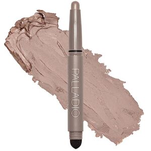 palladio waterproof eyeshadow stick with blending sponge, long lasting & effortless application, smudge free & crease proof formula, matte & shimmer shades, buildable eye shadow (matte mocha)