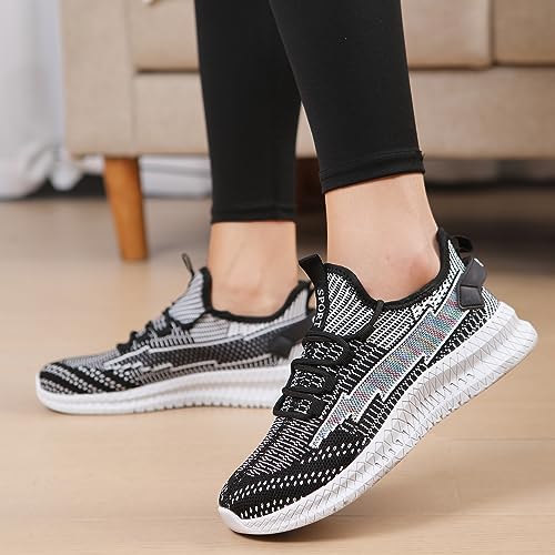 Copulan Womens Slip On Walking Shoes Non Slip Running Shoes Breathable Workout Shoes Lightweight Gym Sneakers Black