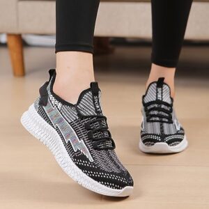 Copulan Womens Slip On Walking Shoes Non Slip Running Shoes Breathable Workout Shoes Lightweight Gym Sneakers Black