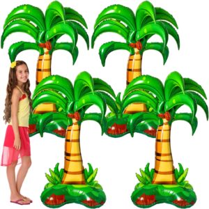 libima 4 pcs 52 inch 3d big palm tree balloons foil balloons birthday wedding party decor inflatable palm tree balloons for kids adults hawaiian luau party baby shower ball summer theme decorations
