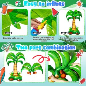 Libima 4 Pcs 52 Inch 3D Big Palm Tree Balloons Foil Balloons Birthday Wedding Party Decor Inflatable Palm Tree Balloons for Kids Adults Hawaiian Luau Party Baby Shower Ball Summer Theme Decorations