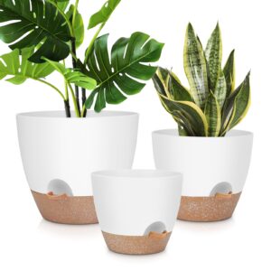 ynnico 12" 10" 9" large plant pots, 3 pack flower pots planters with multi mesh drainage holes for indoor outdoor garden plants and flowers