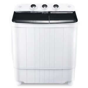 portable washers 17.6lbs compact washing machine and spinner twin tub washer and dryers for home apartment dorms,black