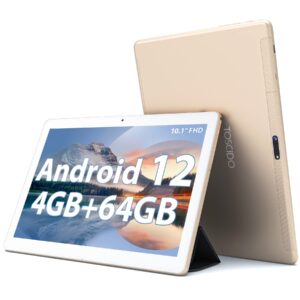 toscido android 12 tablet 10.1 inch tablets, 4gb ram+64gb rom+1tb expand,8 core cpu, 8000 mah battery,bluetooth5.0, gps,wi-fi -gold