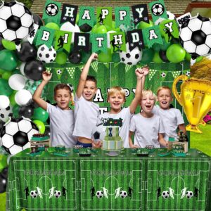 Soccer Birthday Party Decorations 87Pcs Soccer Birthday Party Supplies Including Tablecloth Backdrop Banner Cake Topper Latex Balloons Foil Balloons Decorations Kit