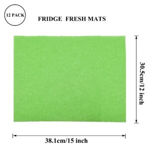 12Pack 12 * 15inches Fridge Liners and Mats Washable; Keep Promotes Air Circulation and Slows Down The Aging of Fruits or Vegetables. Refrigerator Liner Mats Keeps Produce Fresh Longer