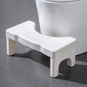 toilet stool poop stool for adults and children, 7" portable plastic toilet stool for squatting posture, non-slip poop foot stool for bathroom, healthy gift for seniors and kids, easy to wash(white)