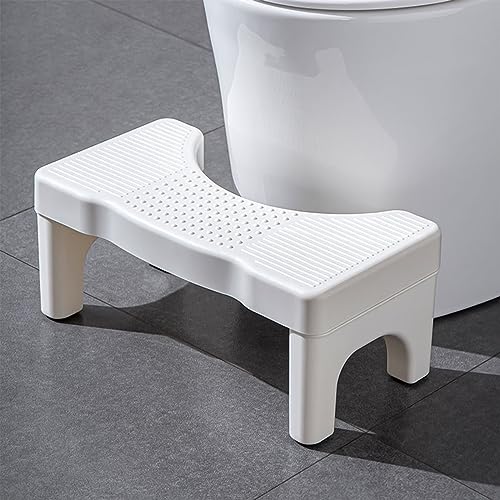 Toilet Stool Poop Stool for Adults and Children, 7" Portable Plastic Toilet Stool for Squatting Posture, Non-Slip Poop Foot Stool for Bathroom, Healthy Gift for Seniors and Kids, Easy to Wash(White)