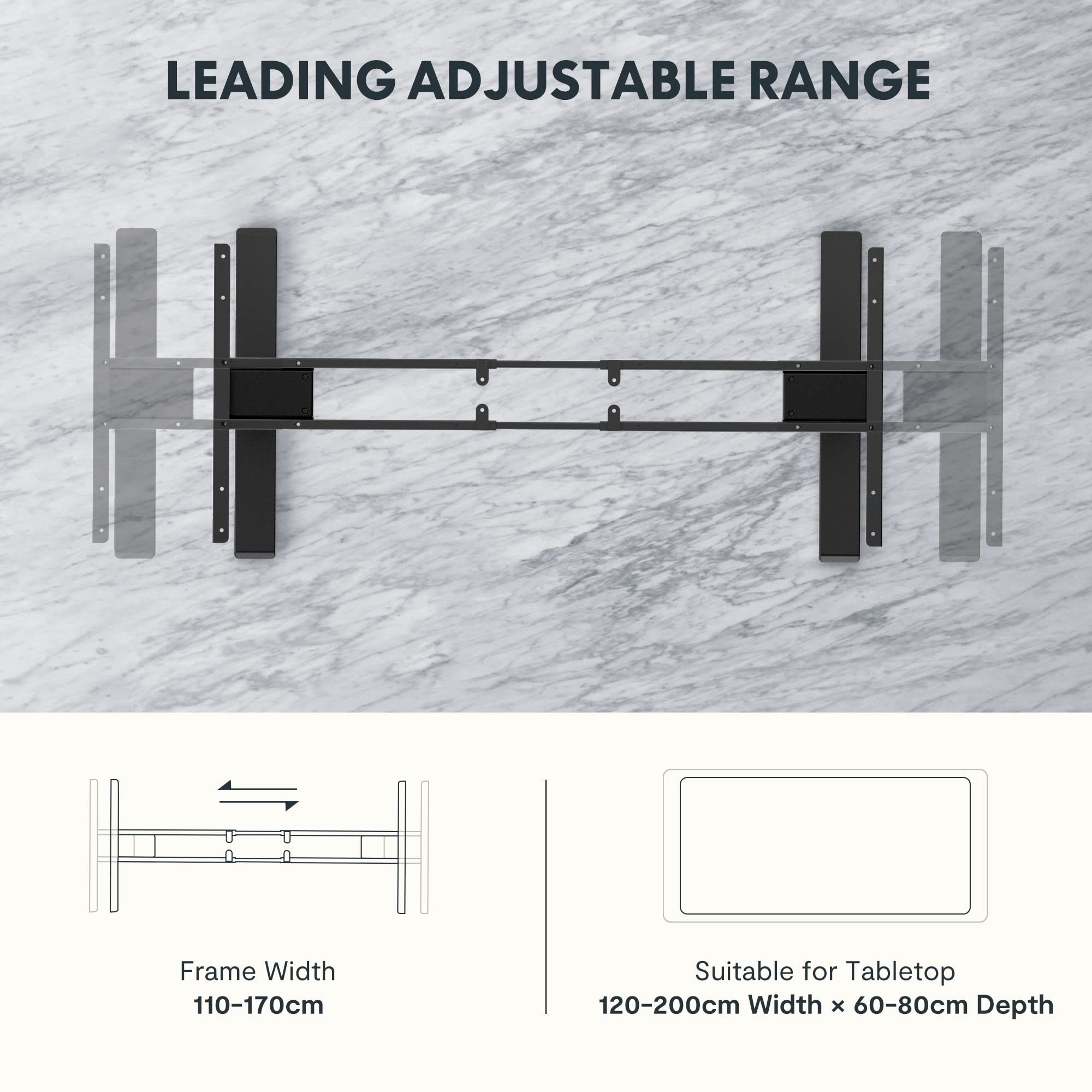 SANODESK Dual Motor 3 Stage Electric Adjustable Standing Desk Frame Heavy Duty 275lbs Load Capacity for Home Office (Black Frame Only)