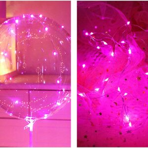 LED Balloons 10 PACKS, 20 Inches Light Up BoboBalloons Helium Style,Glow Bubble Balloons for Christmas Wedding Birthday Valentines Day Halloween Party Supplies Decorations (Pink light)