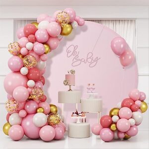 7.2ft Baby Pink Round Backdrop Cover Suitable for 7ft/7.2ft Circle Stand Polyester Iovry Birthday Party Wedding Photography Circle Arch Backdrop Cover