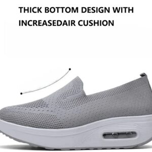 Women's Orthopedic Sneakers - 2023 New Air Cushion Slip on Walking Shoes with Arch Support, Non-Slip Orthopedic Stretch Casual Walking Shoes Sandals, Women's Breathable Mesh Platform Sneakers (Pink, adult, women, numeric_7, numeric, us_footwear_size_syste