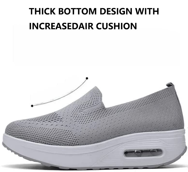 Women's Orthopedic Sneakers - 2023 New Air Cushion Slip on Walking Shoes with Arch Support, Non-Slip Orthopedic Stretch Casual Walking Shoes Sandals, Women's Breathable Mesh Platform Sneakers (Pink, adult, women, numeric_7, numeric, us_footwear_size_syste