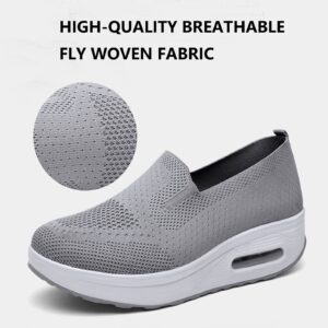 Women's Orthopedic Sneakers - 2023 New Air Cushion Slip on Walking Shoes with Arch Support, Non-Slip Orthopedic Stretch Casual Walking Shoes Sandals, Women's Breathable Mesh Platform Sneakers (Pink, adult, women, numeric_7, numeric, us_footwear_size_syste