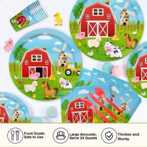 Farm Animal Birthday Party Decorations Farm Plates Tableware Barnyard Farm Birthday Party Supplies Serves 25 Farm Themed Cups, Farm Animal Napkins Red Knife/Fork/Spoon