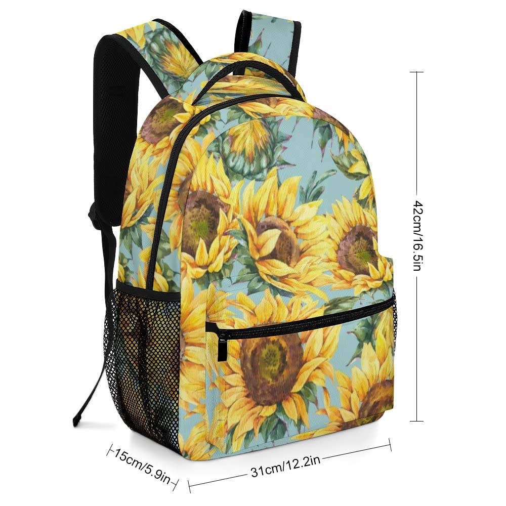 ILEABEC Backpack for Women Men Sunflowers Lightweight Laptop Backpack Sturdy Gym Backpacks Casual Daypack