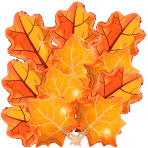 yujun 11pcs fall thanksgiving balloons, maple leaves shaped mylar foil balloons for thanksgiving autumn home theme decoration party supplies（2 styles)