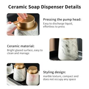 Simcat 12oz Foaming Soap Dispenser - Ceramic Soap Dispenser with Pump Soap Foam Hand Soap Dispenser Decorative Soap Dispenser for Bathroom Kitchen Home Hotel (N-Marble Matte Pink-Foaming)