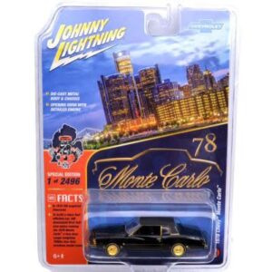 johnny lightning 1978 chey monte carlo black monte carlo 78" special edition gm facts 1/64 diecast model car
