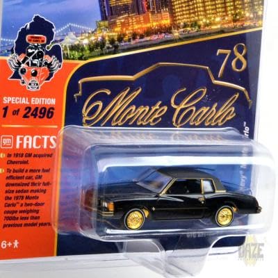 Johnny Lightning 1978 Chey Monte Carlo Black Monte Carlo 78" Special Edition GM Facts 1/64 Diecast Model Car