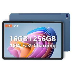 VASOUN Android 11 Tablet 10.4 inch, 16GB（8GB+8GB Expand）+256GB Tablet, 4G LTE Dual SIMS, 2.0GHz Octa-Core Gaming Tablet, 2K IPS Screen,8000Mah, 2.4G/5G WiFi, Bluetooth5.0 with Tablet PU Leather case