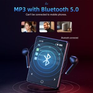64GB Mp3 Player with Bluetooth 5.3, 2.8" Full Touch Screen Music Player, Portable Digital Lossless Media Player with FM Radio Speaker for Kids, Up to 128GB, Protective Case Headphones Included