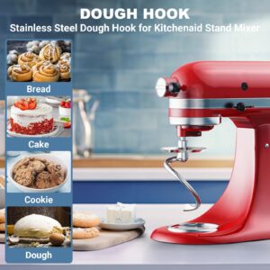 Stainless Steel Spiral Dough Hook for Kitchenaid Stand Mixer, 4.5 Qt - 5 Qt Tilt-Head Stand Mixer Attachments for Kitchenaid Dough Hook - Dishwasher Safe by Cofun