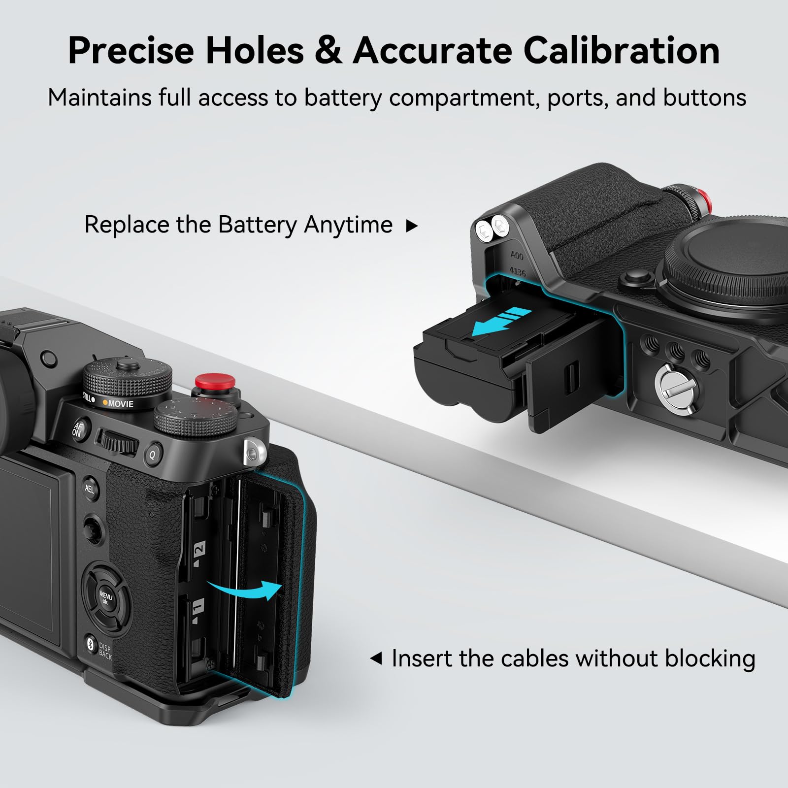 SmallRig X-T5 L-Shape Grip for FUJIFILM X-T5 Camera, Built-in Quick Release Plate for Arca, 1/4"-20 Holes, Ergonomic Silicone Handgrip, Shutter Button (Black) - 4260